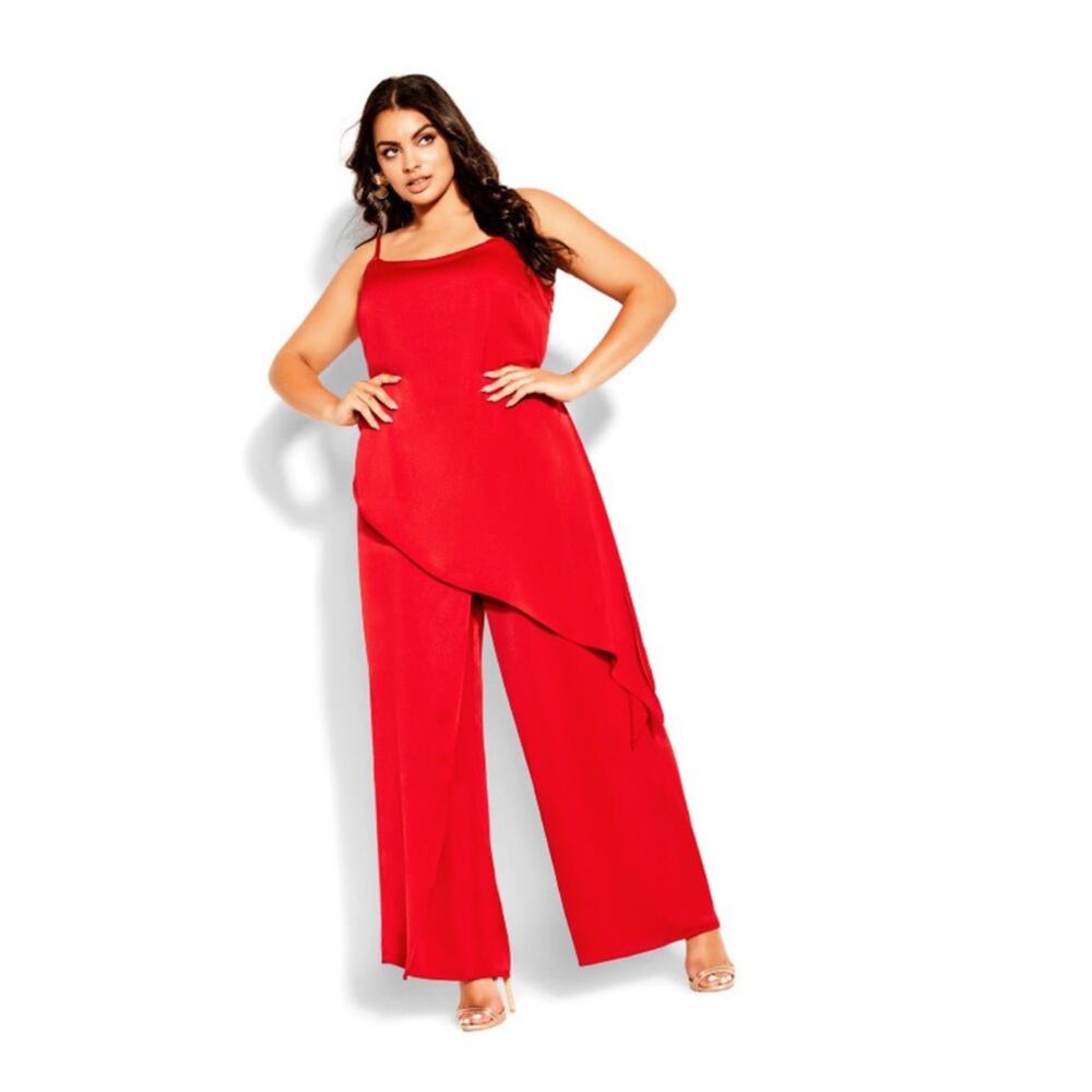 City Chic Sexy Red Wildfire Jumpsuit Sz.M(18) NWT